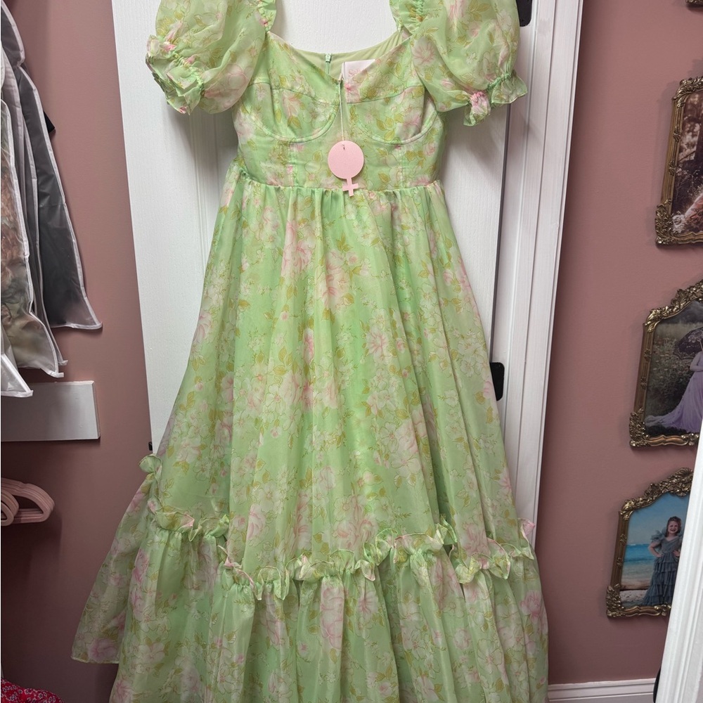Selkie Green Floral Maxi Dress